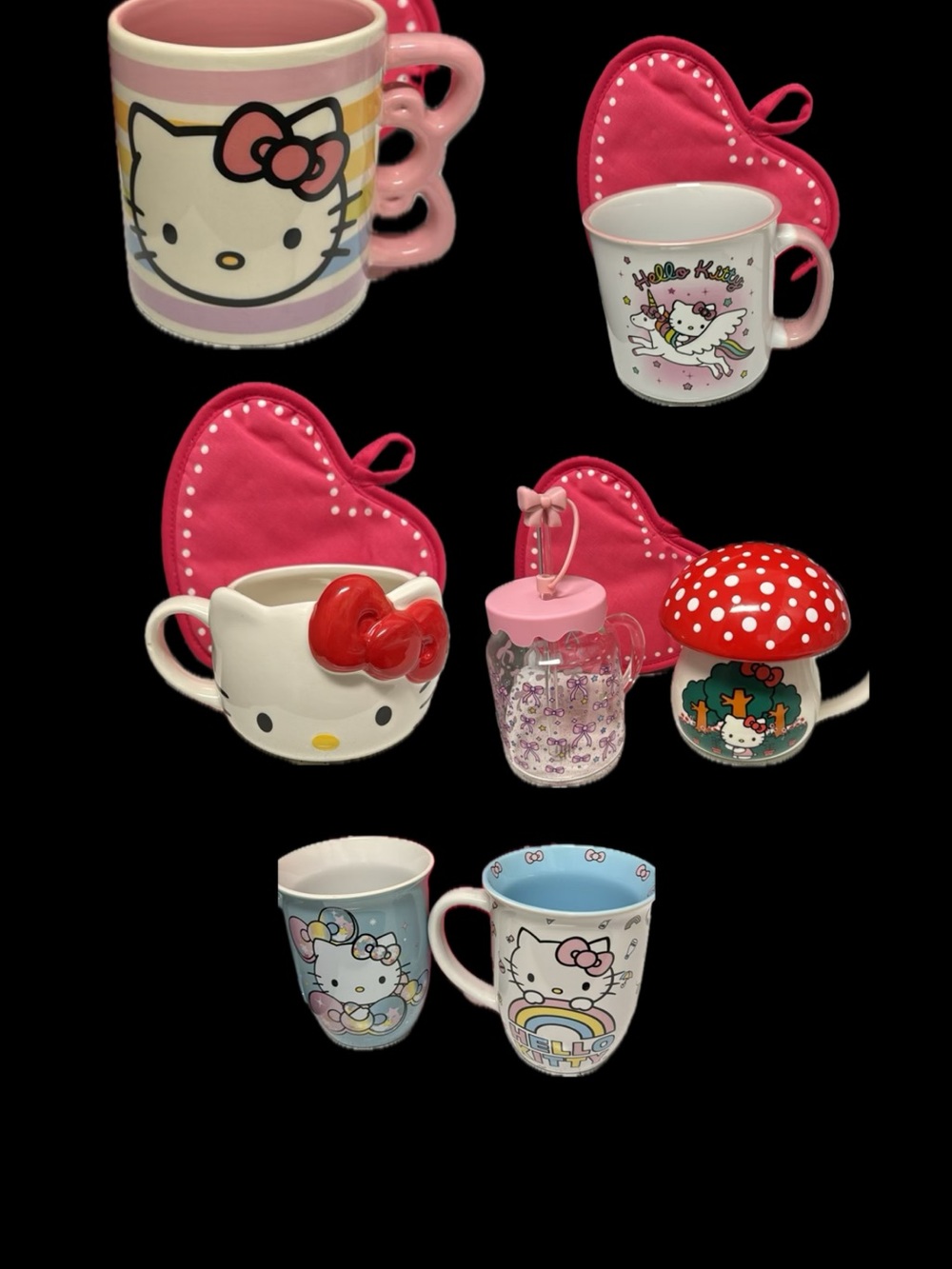 Hello Kitty Pink, Red & White Ceramic Mug Collection with Character Art